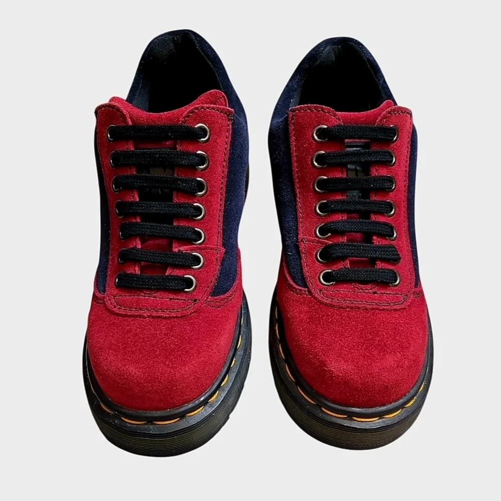 Dr. Martens Vintage 8591 Red/Navy Suede Shoes Size UK 4/US 6 90s England
